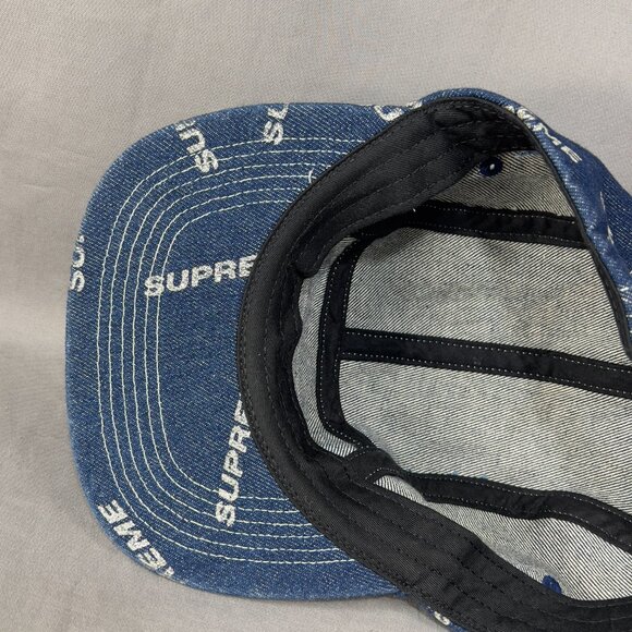 Supreme Strapback Clip Hat 5 panel Blue Denim Streetwear Box Glitter USA Mens - Picture 14 of 16